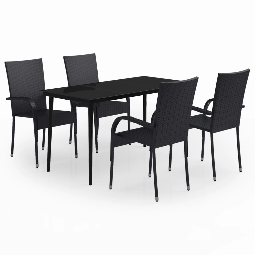 Set da Pranzo da Giardino 5 pz Nero - homemem39