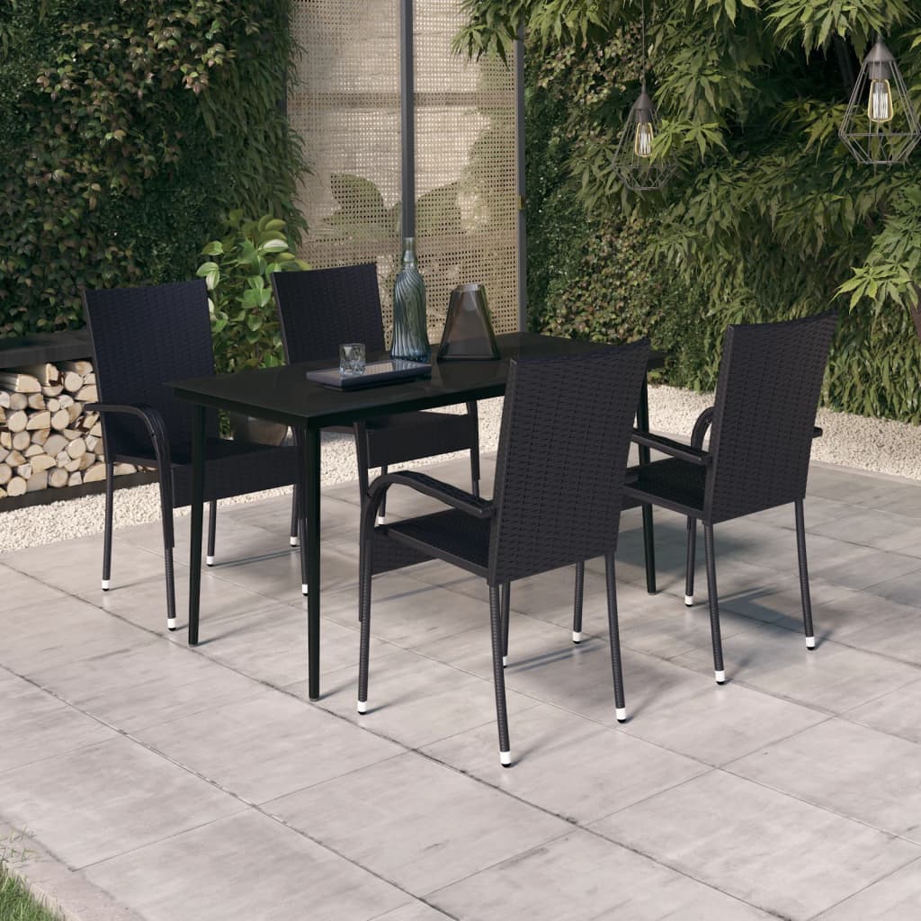Set da Pranzo da Giardino 5 pz Nero | homemem39