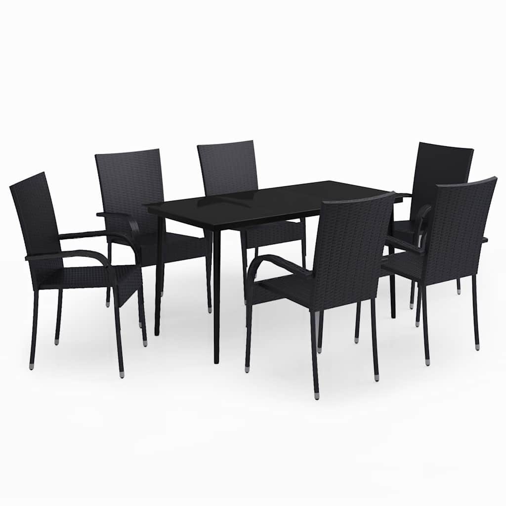 Set da Pranzo da Giardino 7 pz Nero | homemem39