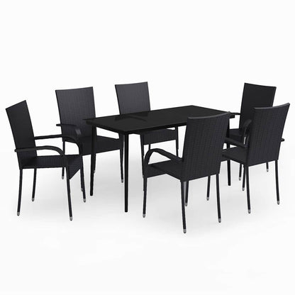 Set da Pranzo da Giardino 7 pz Nero | homemem39