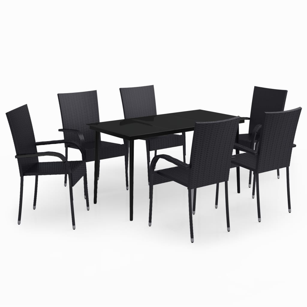 Set da Pranzo da Giardino 7 pz Nero - homemem39