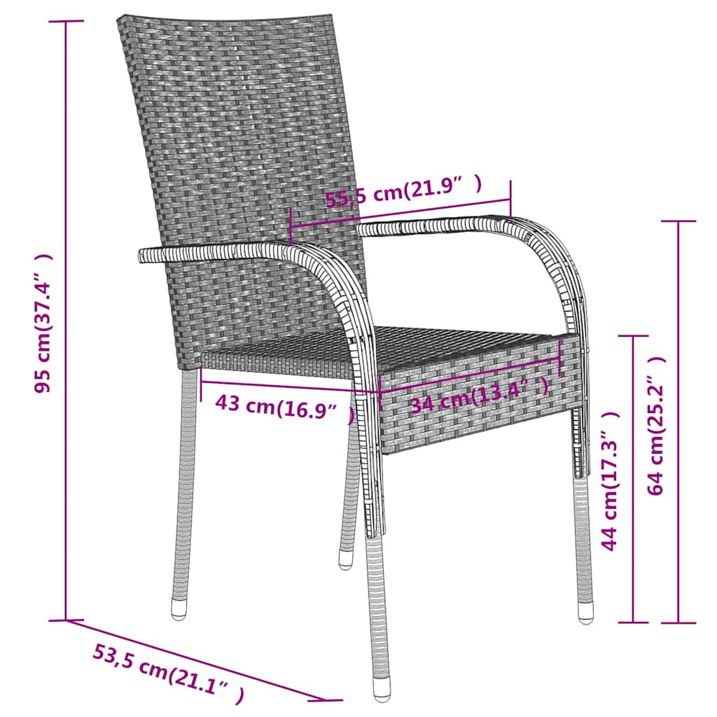 Set da Pranzo da Giardino 7 pz Nero | homemem39