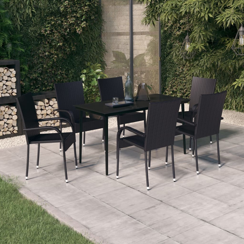 Set da Pranzo da Giardino 7 pz Nero | homemem39