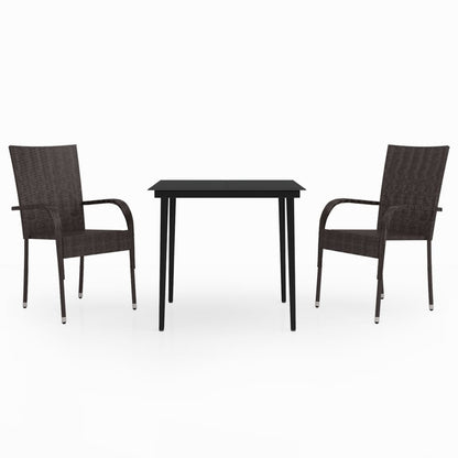 Set da Pranzo da Giardino 3 pz Marrone e Nero | homemem39