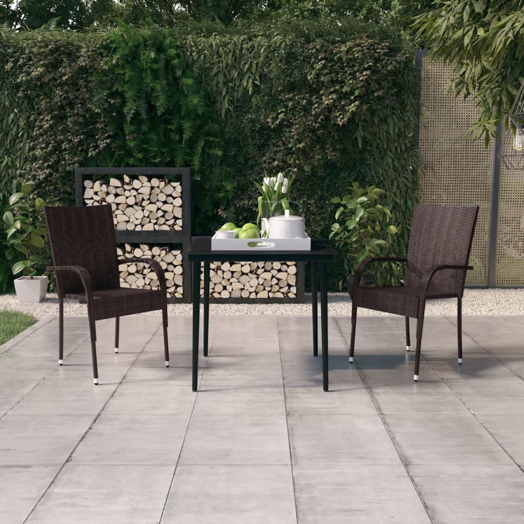 Set da Pranzo da Giardino 3 pz Marrone e Nero | homemem39