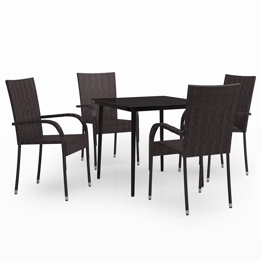 Set da Pranzo da Giardino 5 pz Marrone e Nero | homemem39