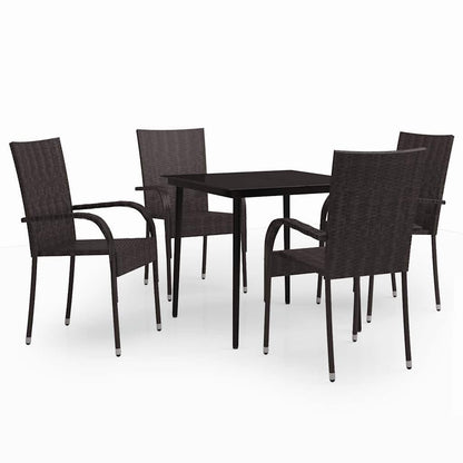 Set da Pranzo da Giardino 5 pz Marrone e Nero | homemem39