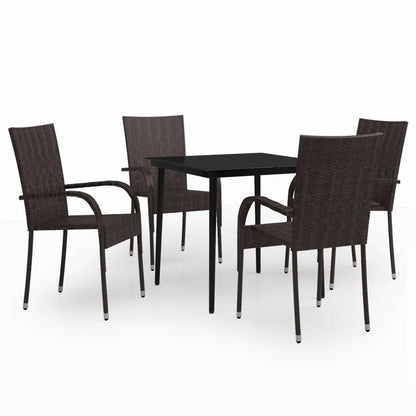 Set da Pranzo da Giardino 5 pz Marrone e Nero - homemem39