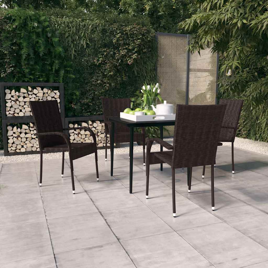 Set da Pranzo da Giardino 5 pz Marrone e Nero | homemem39