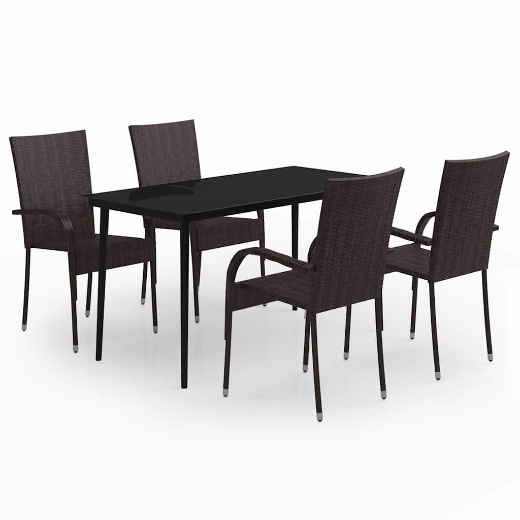 Set da Pranzo da Giardino 5 pz Marrone e Nero | homemem39