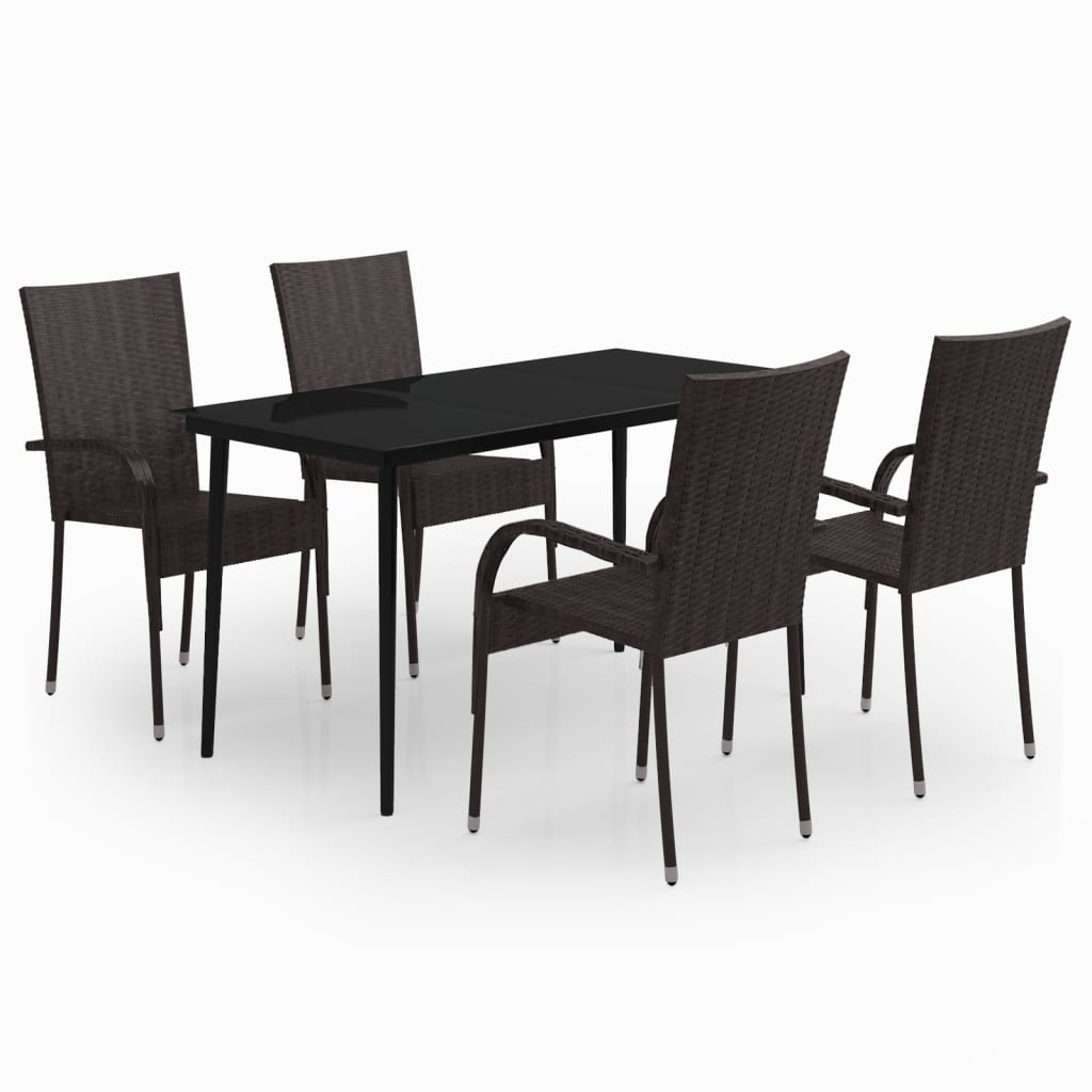Set da Pranzo da Giardino 5 pz Marrone e Nero - homemem39