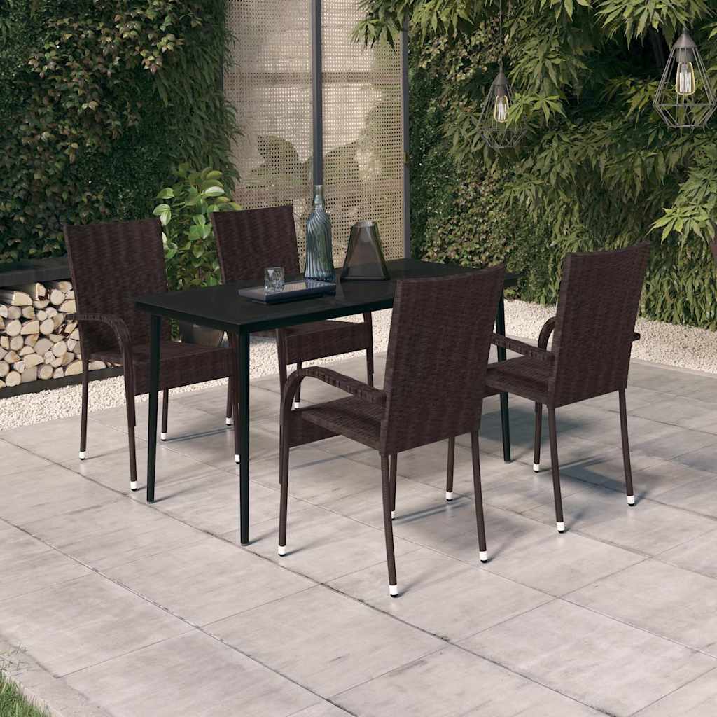 Set da Pranzo da Giardino 5 pz Marrone e Nero | homemem39