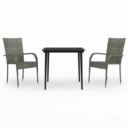 Set da Pranzo da Giardino 3 pz Grigio e Nero | homemem39