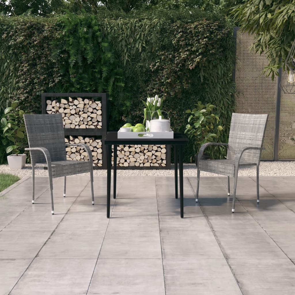Set da Pranzo da Giardino 3 pz Grigio e Nero | homemem39