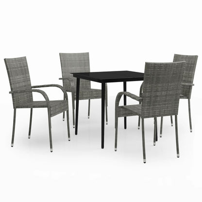 Set da Pranzo da Giardino 5 pz Grigio e Nero - homemem39