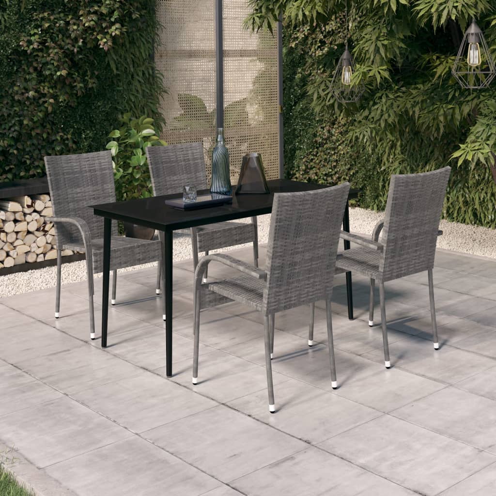 Set da Pranzo da Giardino 5 pz Grigio e Nero | homemem39