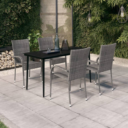Set da Pranzo da Giardino 5 pz Grigio e Nero - homemem39