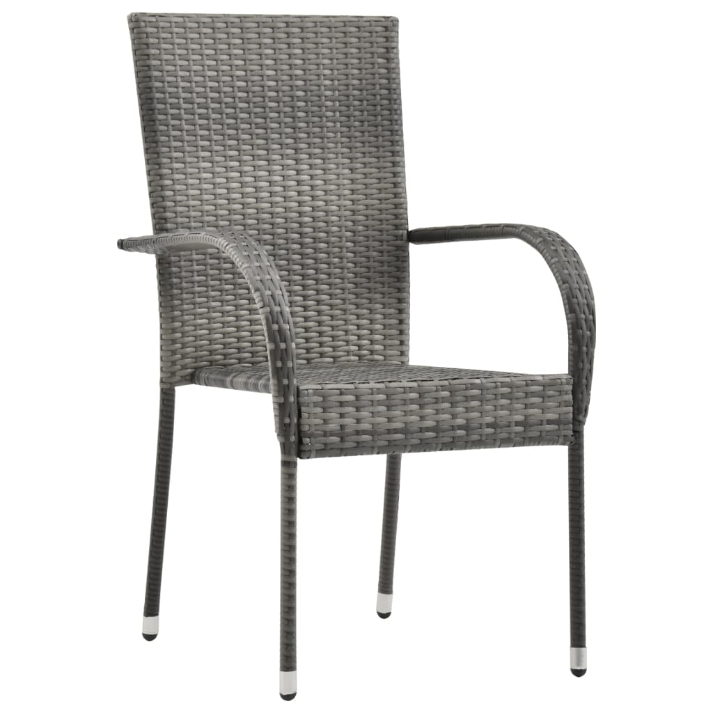 Set da Pranzo per Giardino 7 pz con Cuscini Grigio e Nero | homemem39