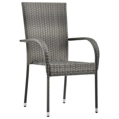Set da Pranzo per Giardino 7 pz con Cuscini Grigio e Nero | homemem39