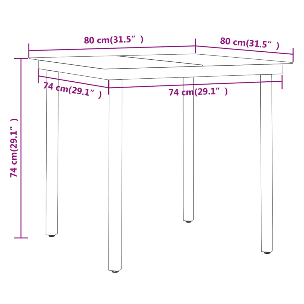 Set da Pranzo da Giardino 3 pz con Cuscini Nero - homemem39