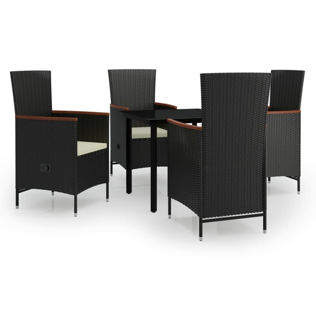 Set da Pranzo da Giardino 5 pz con Cuscini Nero | homemem39
