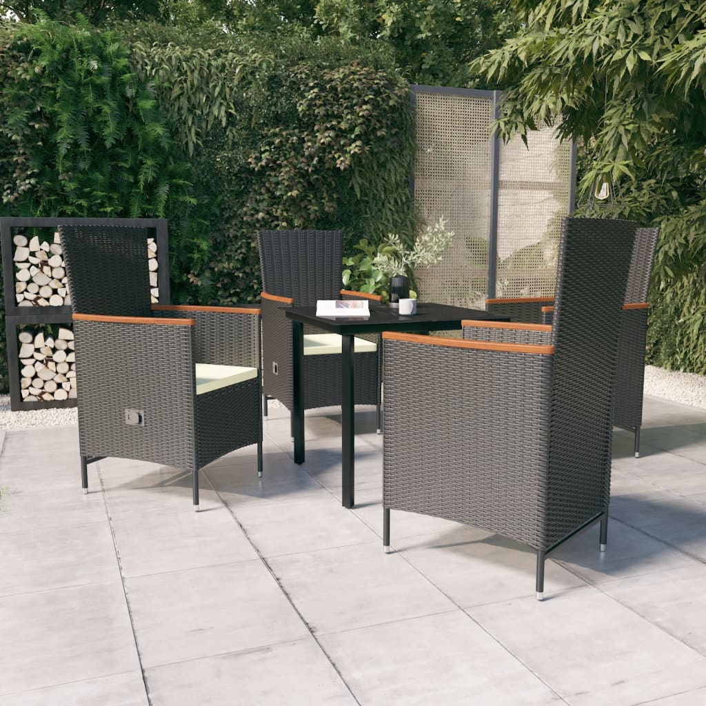Set da Pranzo da Giardino 5 pz con Cuscini Nero | homemem39