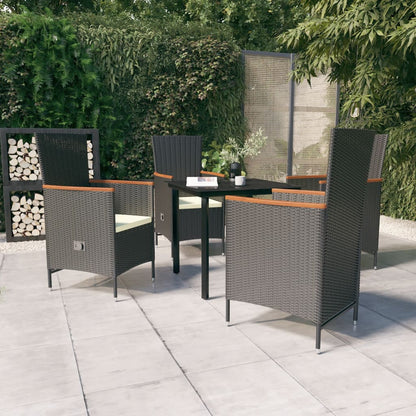 Set da Pranzo da Giardino 5 pz con Cuscini Nero | homemem39