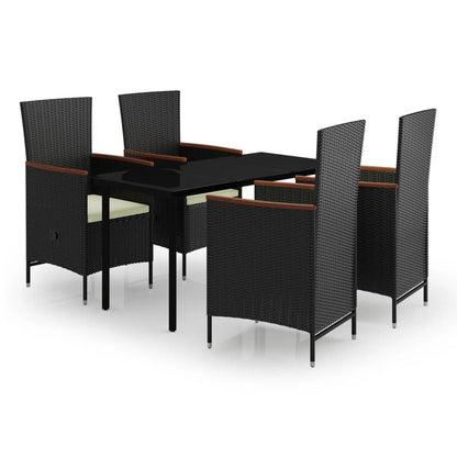 Set da Pranzo da Giardino 5 pz con Cuscini Nero | homemem39