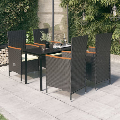 Set da Pranzo da Giardino 5 pz con Cuscini Nero | homemem39