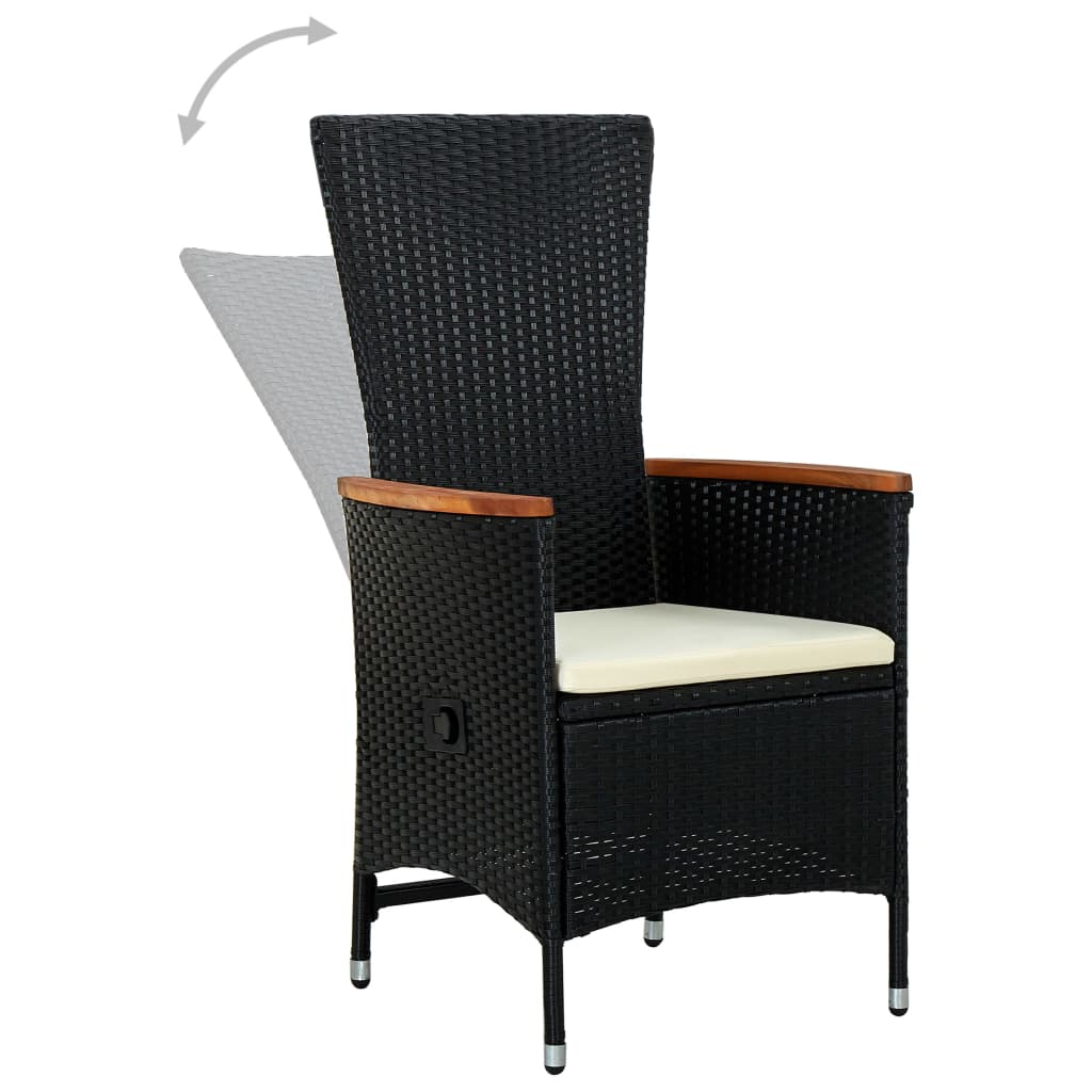 Set da Pranzo da Giardino 7 pz con Cuscini Nero - homemem39