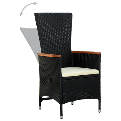 Set da Pranzo da Giardino 9 pz con Cuscini Nero | homemem39