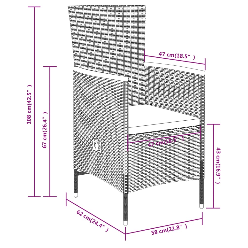 Set da Pranzo da Giardino 5 pz con Cuscini Grigio | homemem39