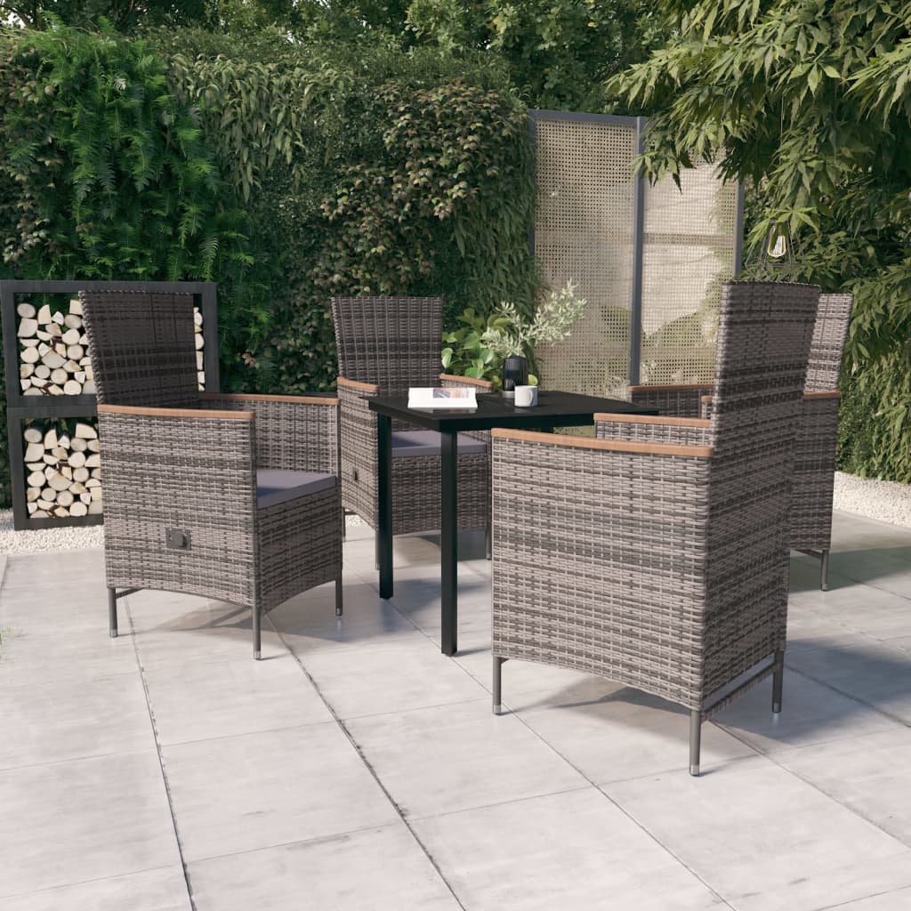 Set da Pranzo da Giardino 5 pz con Cuscini Grigio | homemem39