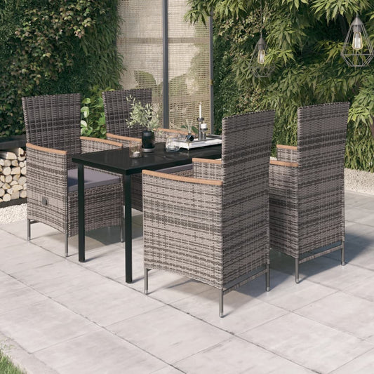 Set da Pranzo da Giardino 5 pz con Cuscini Grigio - homemem39