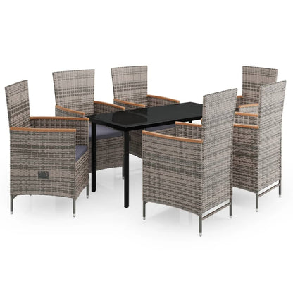 Set da Pranzo da Giardino 7 pz con Cuscini Grigio | homemem39