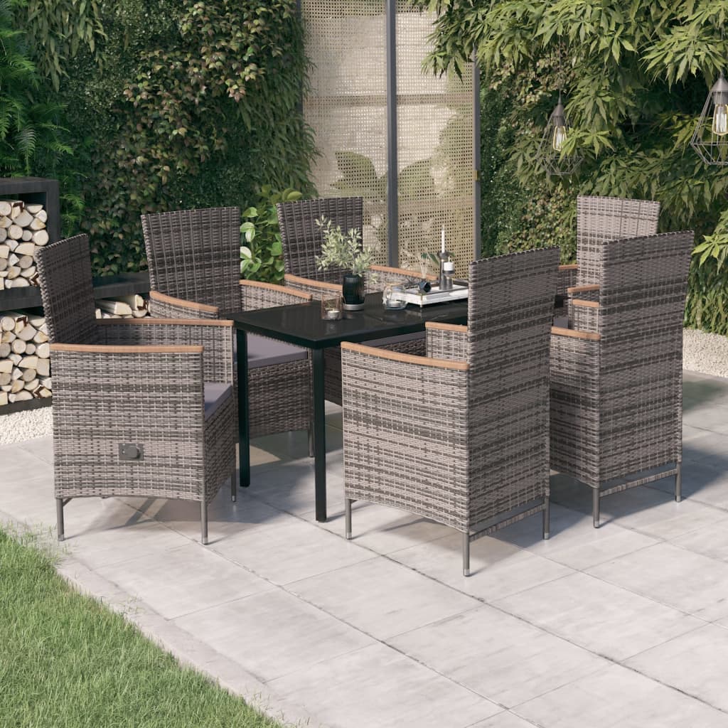 Set da Pranzo da Giardino 7 pz con Cuscini Grigio | homemem39