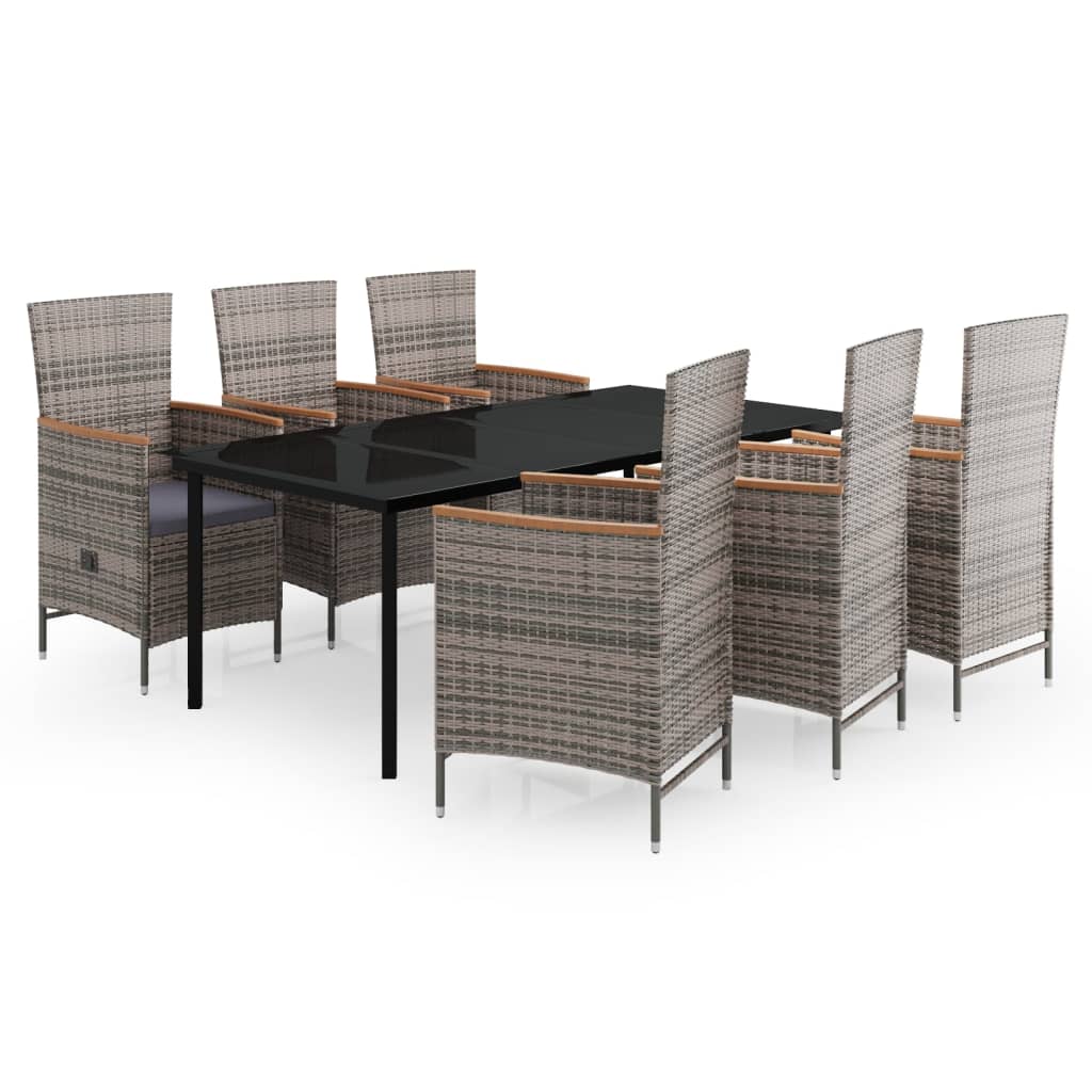 Set da Pranzo da Giardino 7 pz con Cuscini Grigio | homemem39