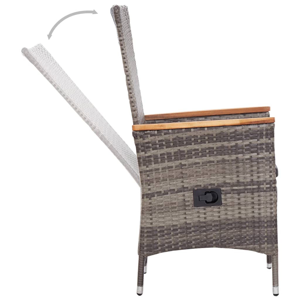 Set da Pranzo da Giardino 7 pz con Cuscini Grigio | homemem39