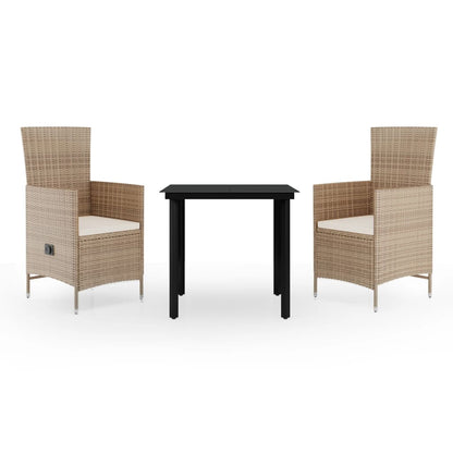Set da Pranzo da Giardino 3 pz con Cuscini Beige | homemem39