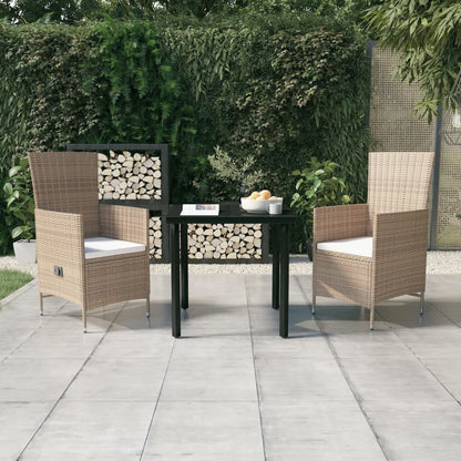 Set da Pranzo da Giardino 3 pz con Cuscini Beige | homemem39