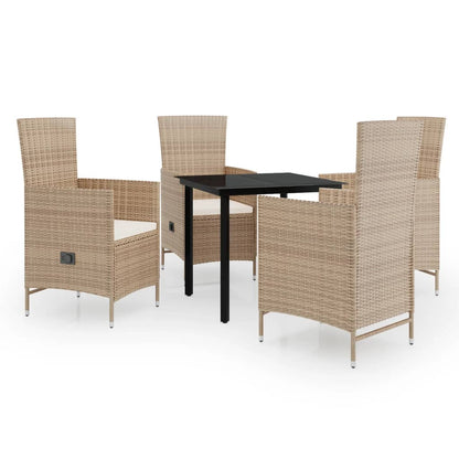 Set da Pranzo da Giardino 5 pz con Cuscini Beige | homemem39