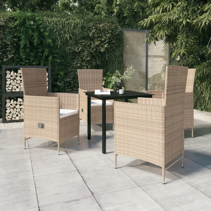 Set da Pranzo da Giardino 5 pz con Cuscini Beige | homemem39