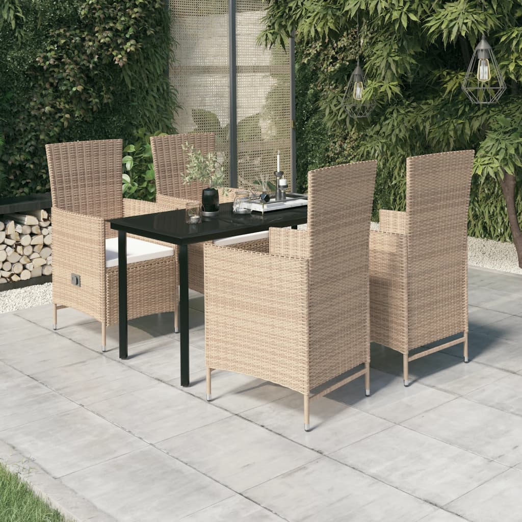 Set da Pranzo da Giardino 5 pz con Cuscini Beige | homemem39