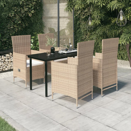 Set da Pranzo da Giardino 5 pz con Cuscini Beige | homemem39