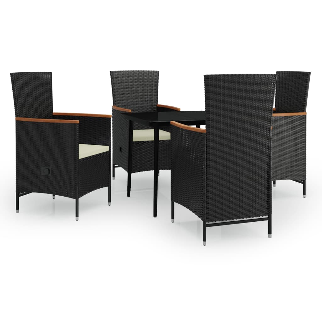 Set da Pranzo da Giardino 5 pz con Cuscini Nero | homemem39