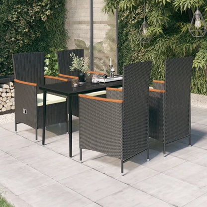 Set da Pranzo da Giardino 5 pz con Cuscini Nero | homemem39