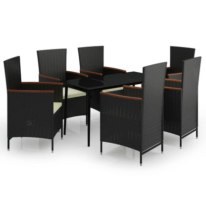 Set da Pranzo da Giardino 7 pz con Cuscini Nero | homemem39