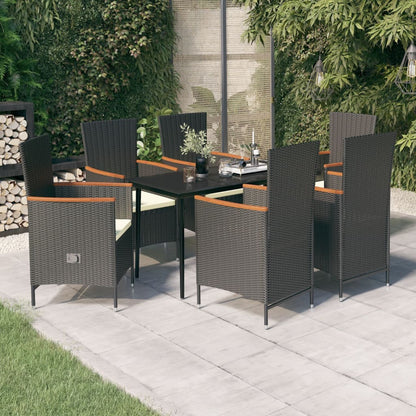 Set da Pranzo da Giardino 7 pz con Cuscini Nero | homemem39
