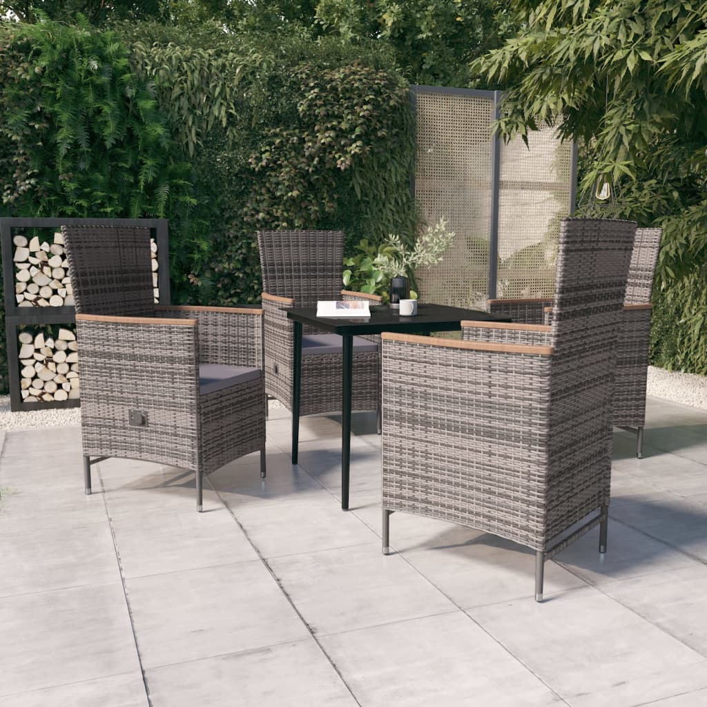 Set da Pranzo da Giardino 5 pz con Cuscini Grigio | homemem39