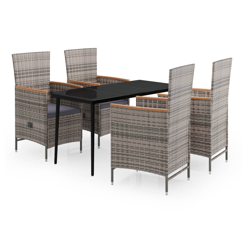 Set da Pranzo da Giardino 5 pz con Cuscini Grigio | homemem39